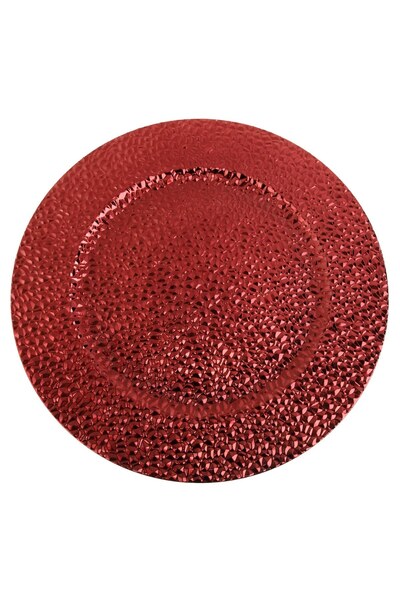 DD SHOP Platou decorativ rotund plastic rosu model diamant 40cm tava organizare