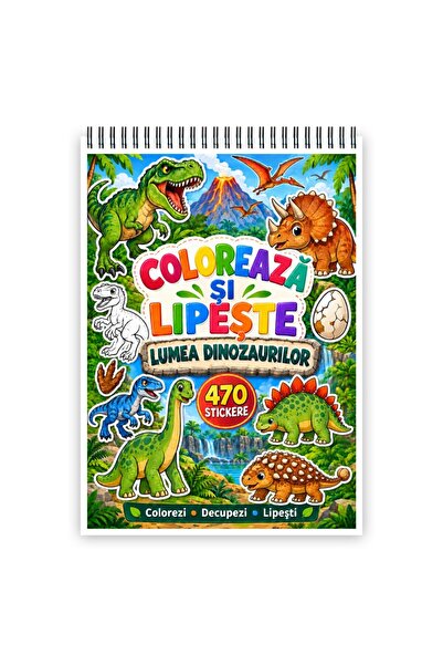 Legendary Gifts Colorează și lipește – 470 de stickere cu Lumea Dinozaurilor,...