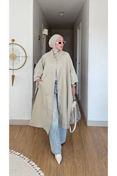 NİLNUR MODA Yeni Sezon Kadın Helly Düğme Detay Tarz Trençkot