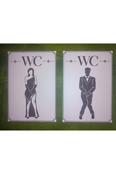 WC Kapı Stickerı Kadın Erkek Dekoratif Tuvalet Kapı Yönlendirme Etiketi 2'li Set