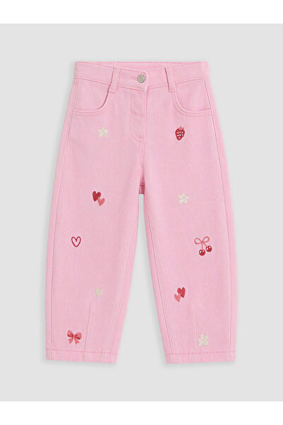 LC Waikiki Two Mt Shop Quality Lcw Kids Pink Girls' Embroidered Pants