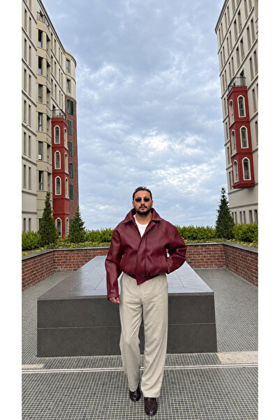 Qman BORDO BOMBER DERİ CEKET