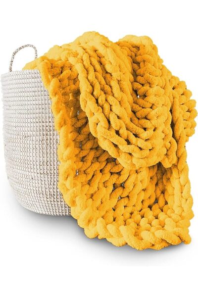 GENERAL Adyrescia Chunky Knit Blanket Throw | 100% Hand Knit with Jumbo Cheni...