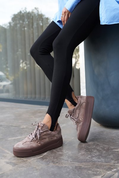 ANGELİNA JONES Tomass Women's Mink Suede Lace-Up Sneaker