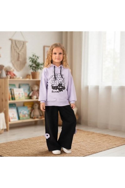 Erca Home Tekstil Ürünleri 100% Cotton Two-Strand Hoodie Set 5Y,6Y,7Y,8Y,9Y,10Y,11Y,12Y Girls