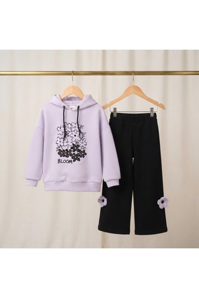 Erca Home Tekstil Ürünleri 100% Cotton Two-Strand Hoodie Set 5Y,6Y,7Y,8Y,9Y,10Y,11Y,12Y Girls