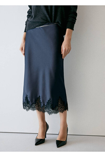 MANGO Woman Dantelli saten etek