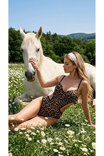 Genel Markalar KADİFE LEOPAR GÖRÜNÜMLÜ DOLGULU BODYSUİT