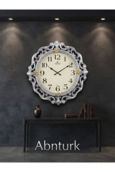 abnturk 31x28 Gri Gold Detaylı Aksesuarlı Modern Dekoratif Duvar Saati