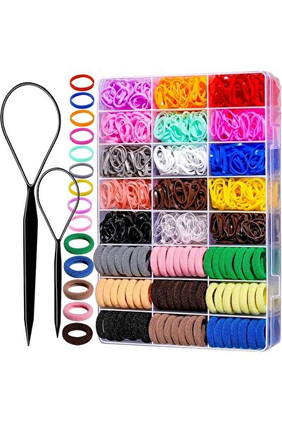 X SPRING Hair Rubber Bands Set, 1300 Pcs Soft Seamless Cotton Hairs Ties with...