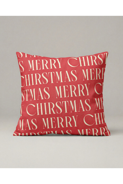 viki concept Red Merry Christmas Written Cushion Cover 374 – Festive Typograp...