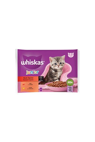 Whiskas Yavru Kedi Yaş Mama 340g Poşet - Lezzetli ve Dengeli Beslenme 8'li Avantaj Paketi - 8 Adet