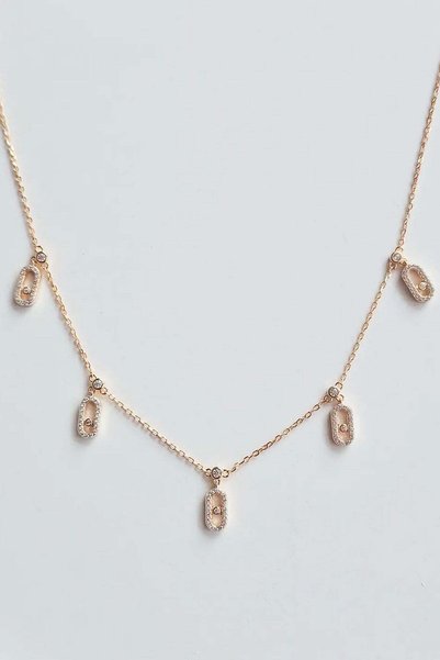 MorMajor Silver 5 Lİ OVAL TAŞLI MS GÜMÜŞ KOLYE