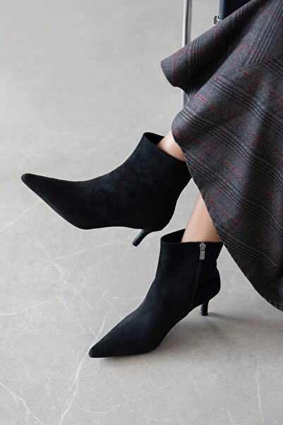 STRASWANS Rona Women's Pointed Toe Suede Boots Black