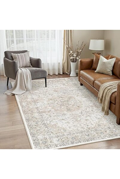 GENERAL PureCozy Vintage Living Room Rug 200x300cm Retro Washable Carpets Bei...