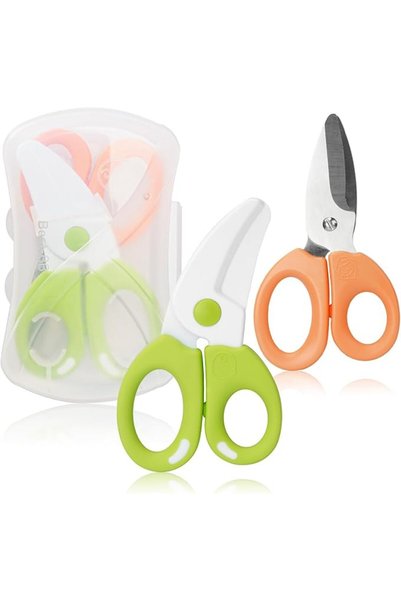 TERRIFI 2 Pcs Baby Food Scissors Set, Safety Portable Cute Kitchen Shears wit...