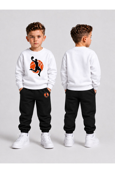 LORVEX Boys' Crew Neck Sweatshirt Tracksuit Set 2-Piece Printed Top and Botto...