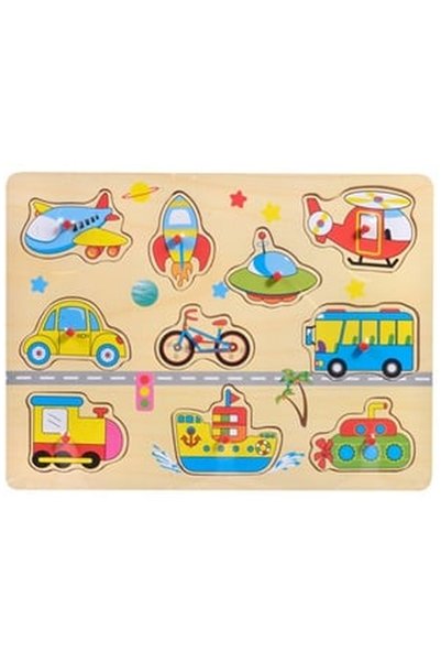 OEM Дървен пъзел Транспортни средства (10 части) - 30x22 см
