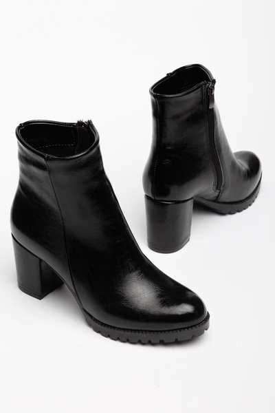 Dubais Shoes Γυναικείες μαύρες δερμάτινες μπότες με φερμουάρ, κομψές καθημερι...