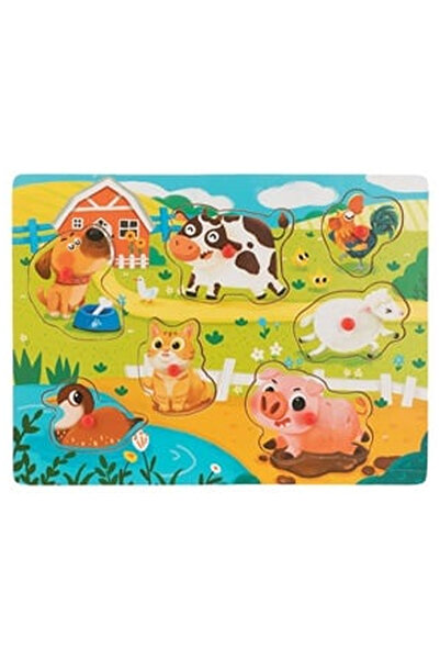 OEM Puzzle Incastru din Lemn Animale Ferma (7 piese) - 30x22.5cm