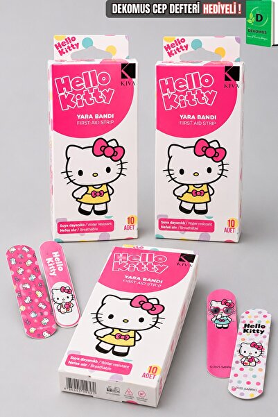 Hello Kitty Lisanslı 2 Adet 10'lu Yara Bandı Dekomus Cep Defteri Hediyeli