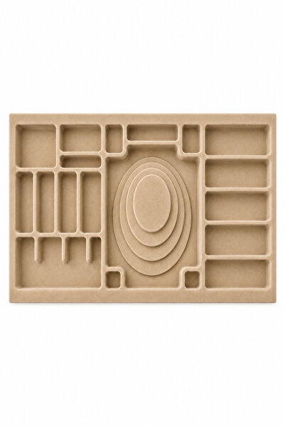 Makyaj & Takı Organizeri - Pratik Çekmece İçi Takı Düzenleyici 63x48 cm Krem