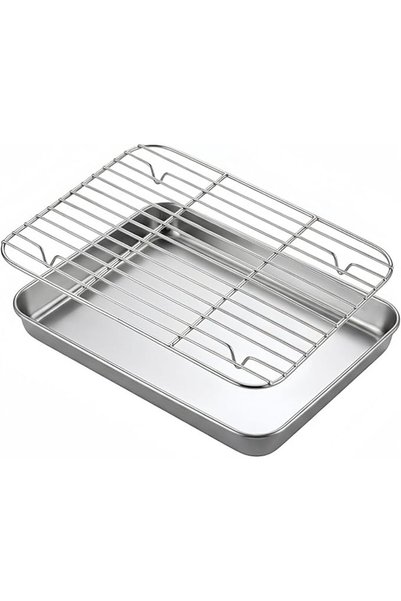 REOCLE Stainless Steel Baking Sheet with Rack Set, Non Toxic, Easy To Clean, ...