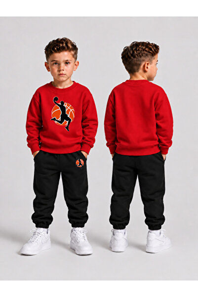 LORVEX Boys' Crew Neck Sweatshirt Tracksuit Set 2-Piece Printed Top and Botto...