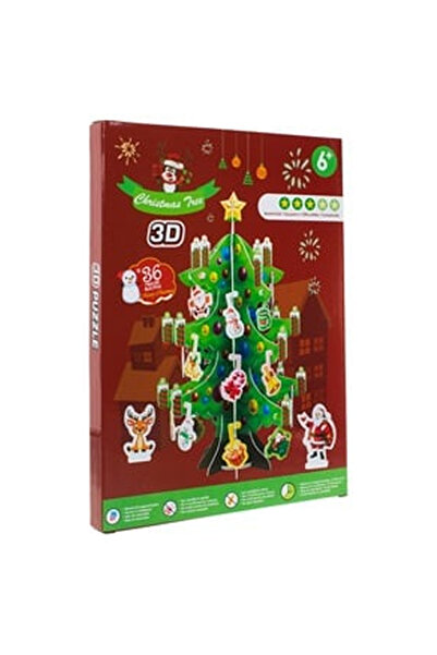 OEM Puzzle 3D Brad de Craciun cu Ornamente 20x32cm- 36buc