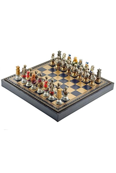 İTALFAMA Set exclusiv italian 3-în-1 de șah și jocuri, model „Buste Medievale...