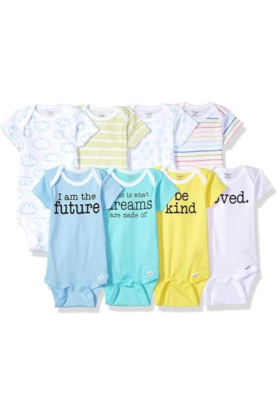Onesies Brand مجموعة من 8 بدلات داخلية قصيرة الأكمام للأولاد الصغار قابلة للم...