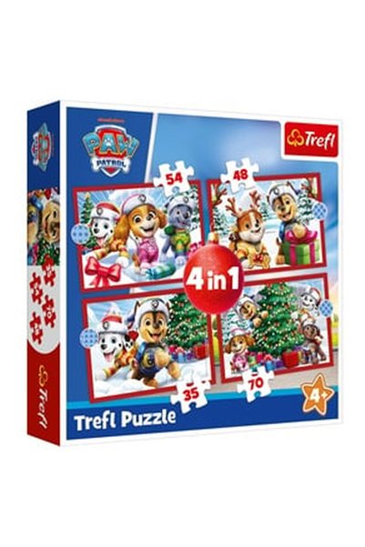 OEM Комплект пъзели 4 в 1 с шарка на Paw Patrol - Trefl