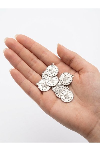 Massaltay Metal Para Penez Boncuk Gümüş 2 cm 60 Adet | Süsleme ve Hobi Aksesuarı