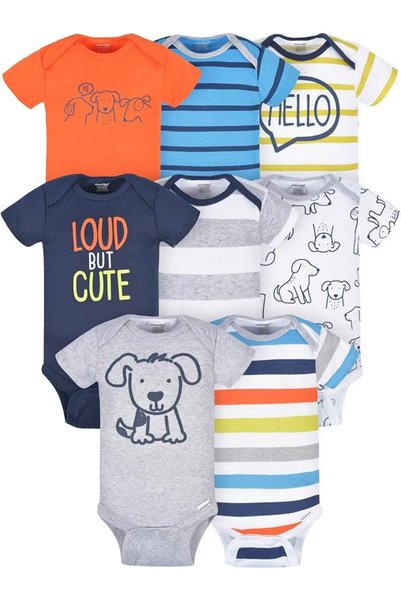 Onesies Brand مجموعة من 8 بدلات داخلية قصيرة الأكمام للأولاد الصغار قابلة للم...