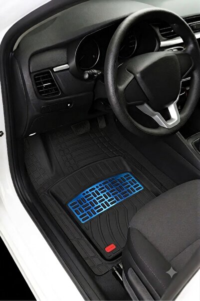 Hyundai i30 SW 2010 Uyumlu 4 Cm Derin Havuzlu 3D Universal Oto Paspas Siyah-Mavi