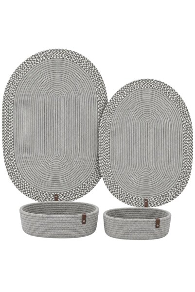 Comfort Craft طقم حمام من الجوت مكون من 4 قطع: 2 سجادة أرضية قابلة للغسل + 2 ...