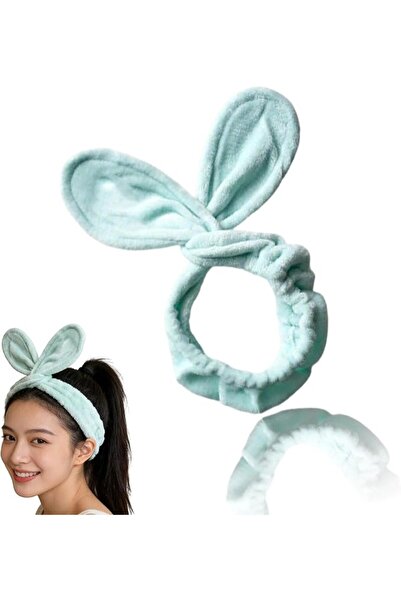 GENERAL Green Rabbit Ear Face Washing Headband - Cloth Material - Elastic Adj...