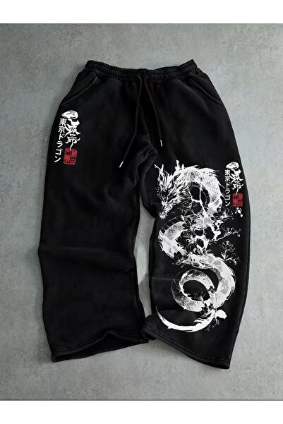 classy moda Street Fashion 3 Νήματα με Κορδόνια, Φαρδιά Μπατζάκια, Τυπωμένη Φ...