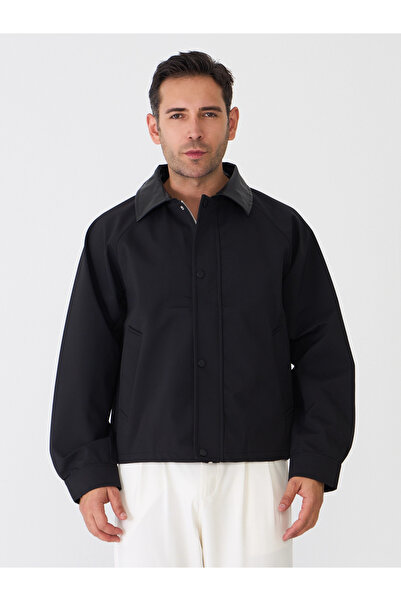 MARDA Leather Collar Double Pocket Seasonal Jacket