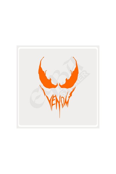 EYBA STİCKER Venom Car, Motorcycle, Helmet, Laptop, Glass Sticker 16X12 cm Venom Written Orange