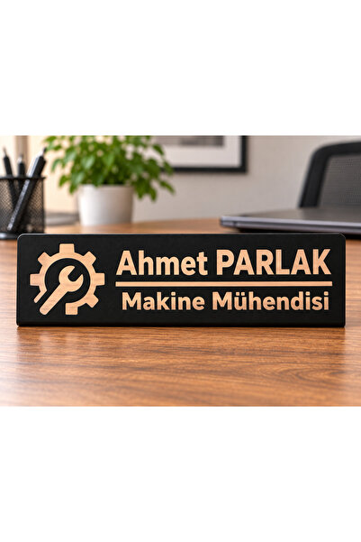 Kişiye Özel Makine Mühendisi Masa İsimliği Metal Lazer Kesim Ofis Masaüstü İsimlik Mühendis Hediyesi