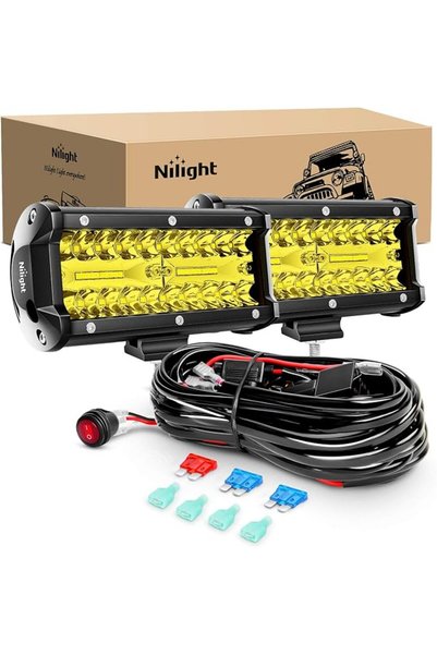 Nilight شريط إضاءة LED (قطعتان) 6.5 بوصة كهرماني 120 واط، كومبو بؤري وواسع 12...