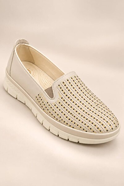 SOLERIUM SHOES Tam Ortopedik Taş Detaylı Babet Ayakkabı Anne Ayakkabı Günlük Ayakkabı Klasik Ayakkabı