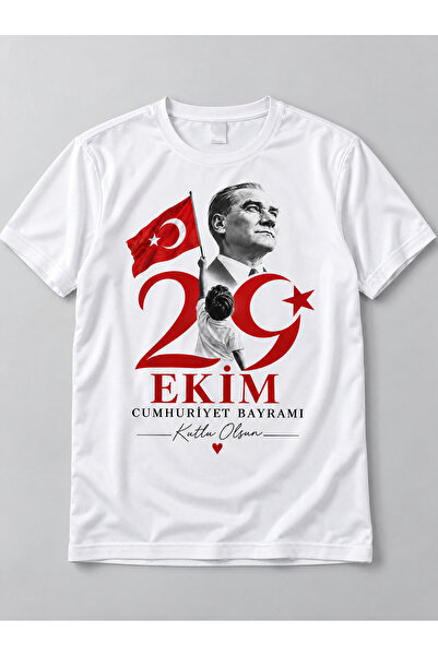 29 Ekim Cumhuriyet Bayramı Tişörtü - Cumhuriyet Bayramı Tişörtü - Polyester Tişört - Polyester Bayram Tişörtü
