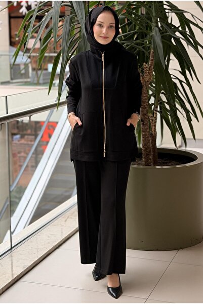 MISS DALIDA Missdalida Ribbed Front Two-Thread Slim Fit Pants