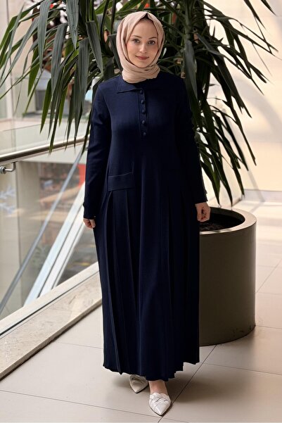 MISS DALIDA Missdalida Pile Detailed Shirt Collar Knitwear Dress