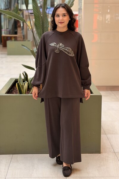 Nuss Bead Embroidered Tunic Pants Modal Set