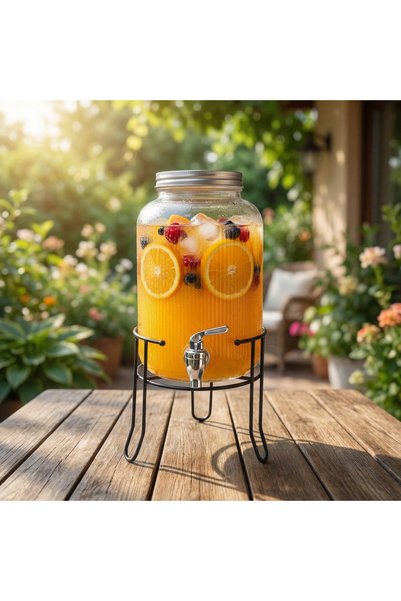 Fissman Beverage Dispenser 3.9LTR With Stand Glass