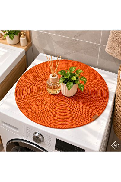 EGE ÖRGÜM سجادة مستديرة لغسيل الملابس مقاس 52x52 سم - سجادة زخرفية متعددة الأ...
