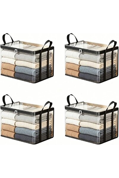 ALMEKAQUZ Clear Storage Bags, Book Organizer Bins with Zipper and Handles, Fo...
